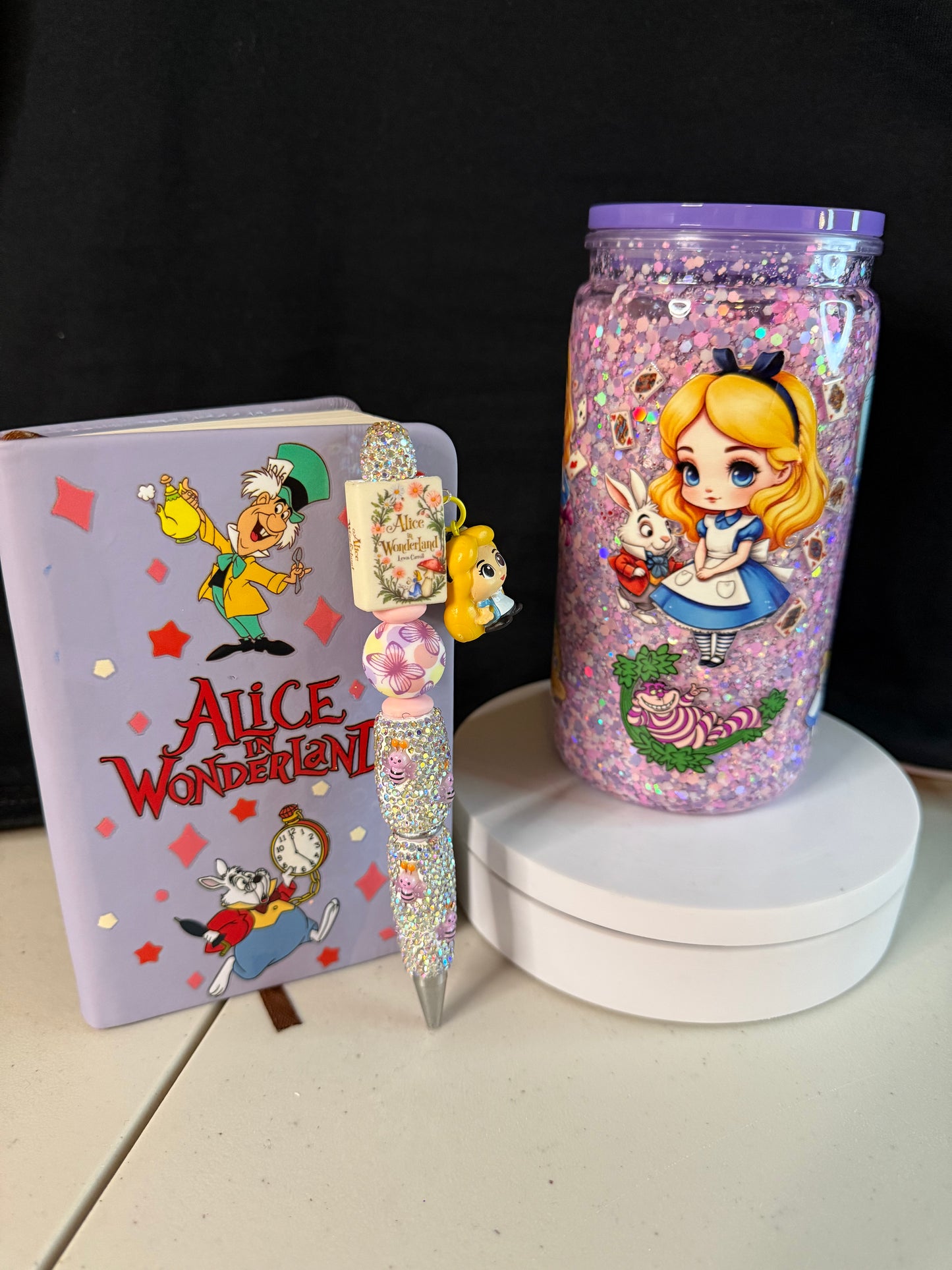 Pen notebook, and 16 ounce snow globe tumbler Bundle