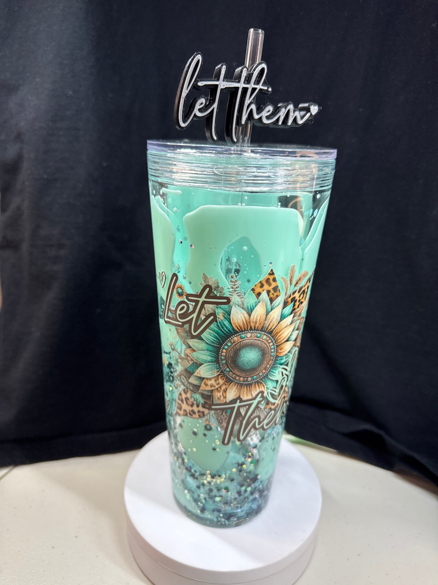 24 oz tapered snow globe acrylic tumbler