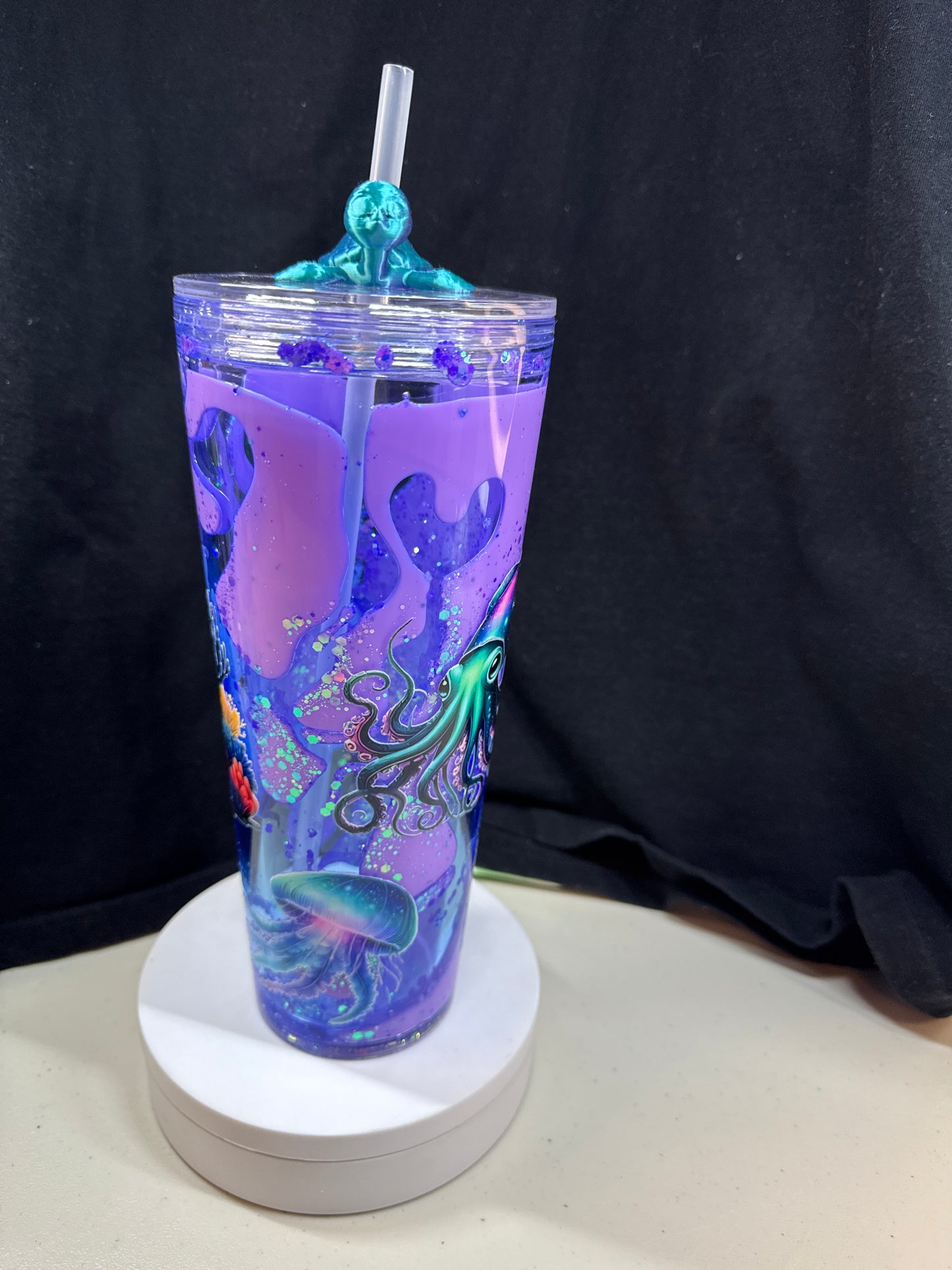 24 oz tapered snow globe acrylic tumbler