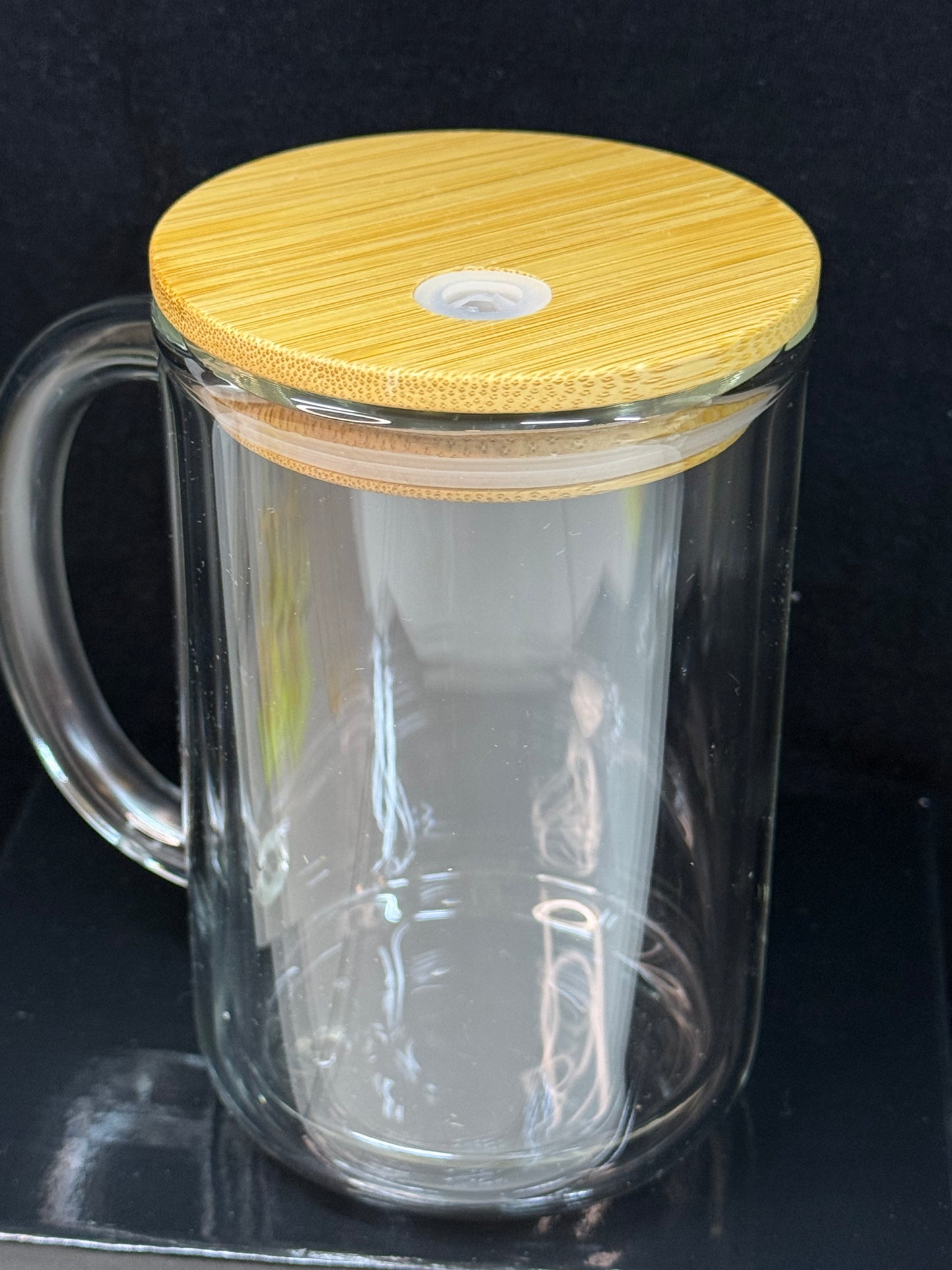 15oz glass snowglobe coffee cup