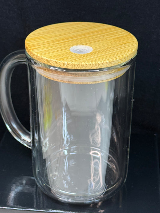 15oz glass snowglobe coffee cup